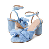 Nuevos y elegantes tacones franceses con lazo grueso